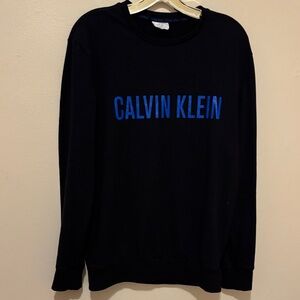 Calvin Klein Black Crewneck Sweater with Blue Logo